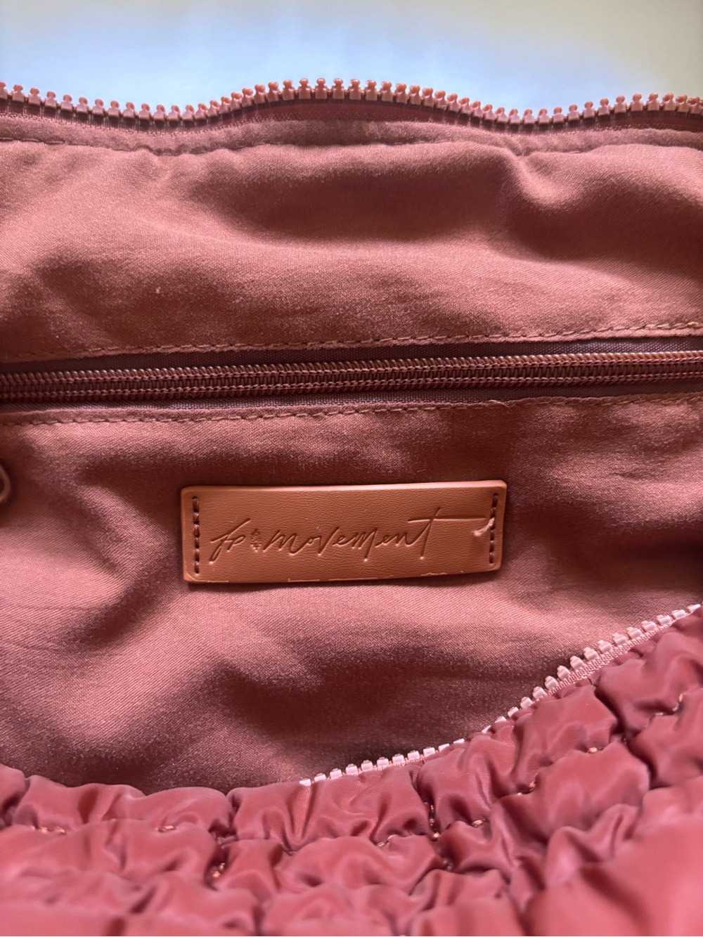 Free People Quilted Carry All Puffer Shoulder Bag in Deep Coral Rust - Picture 5 of 6